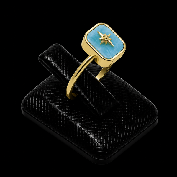 Bague Argent 925 Apatite Rectangle + Charme