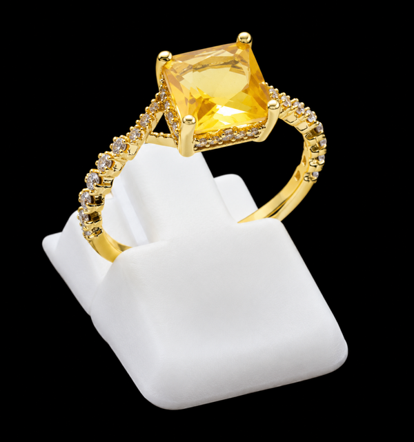 Bague Argent 925 Citrine Naturelle Carrée