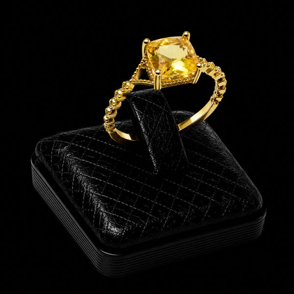 Bague Argent 925 Citrine Naturelle Carrée