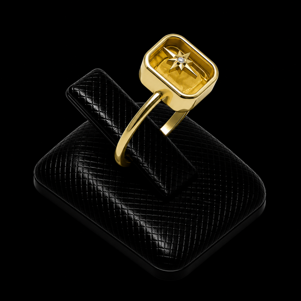 Bague Argent 925 Citrine Rectangle + Charme