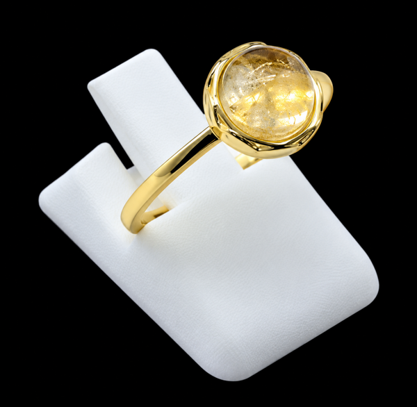 Bague Argent 925 Citrine Ronde
