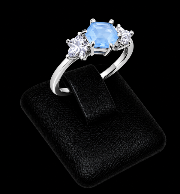 Bague Argent 925 'Flocon d'Argent' - Aigue Marine