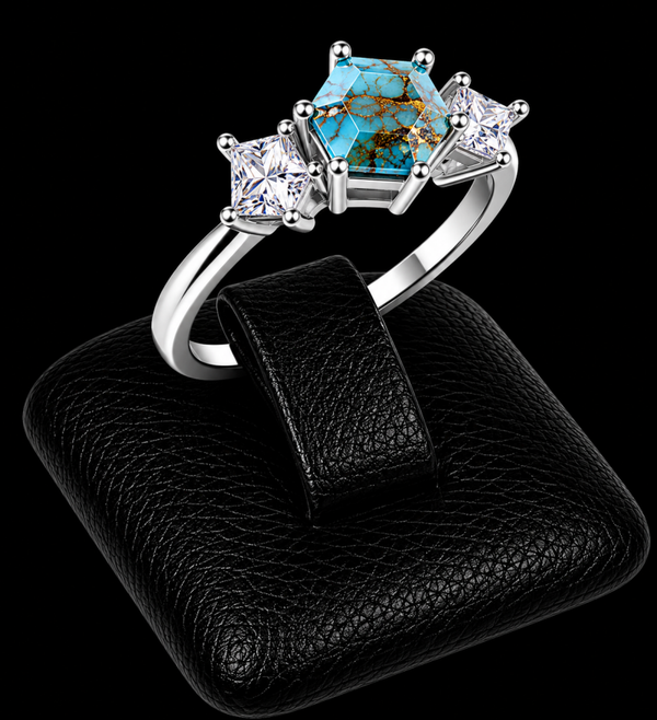 Bague Argent 925 'Flocon d'Argent' - Turquoise