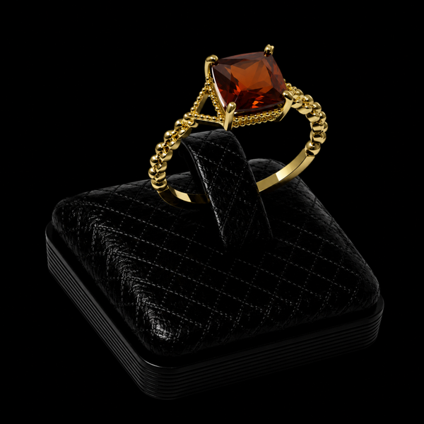 Bague Argent 925 Grenat Carrée