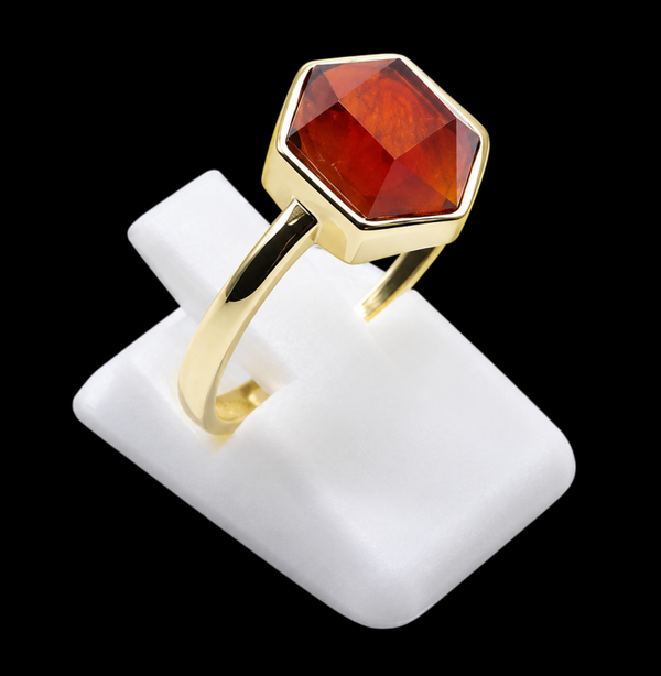 Bague Argent 925 Grenat Hexagonale