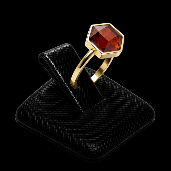 Bague Argent 925 Grenat Hexagonale