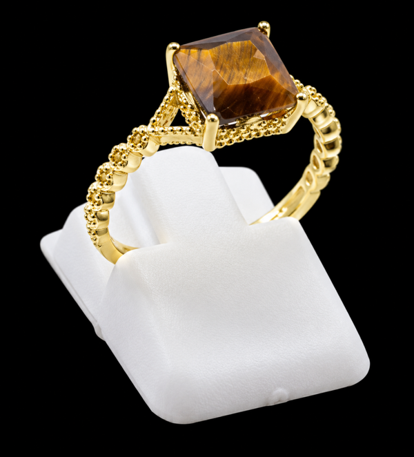 Bague Argent 925 Œil de Tigre Carrée