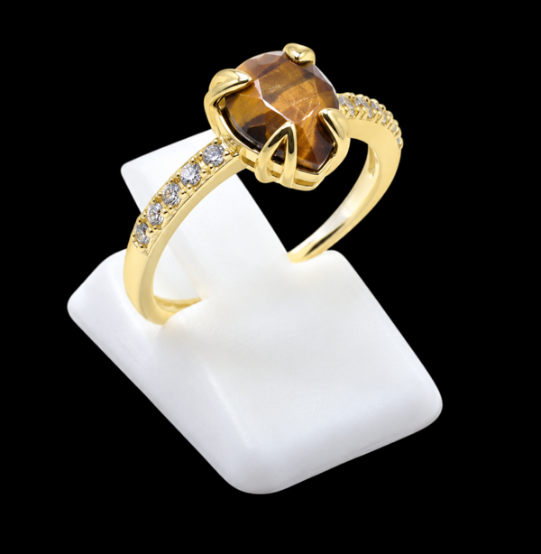 Bague Argent 925 Œil de Tigre Goutte