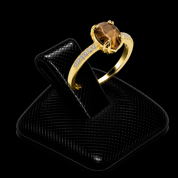 Bague Argent 925 Œil de Tigre Goutte