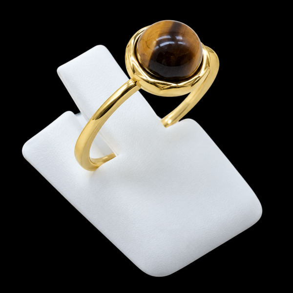 Bague Argent 925 Œil de Tigre Ronde