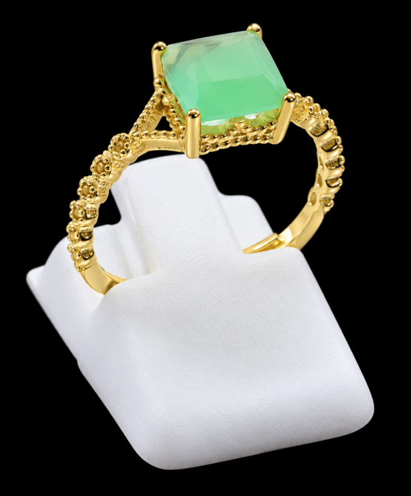 Bague Argent 925 Jade Vert Carrée