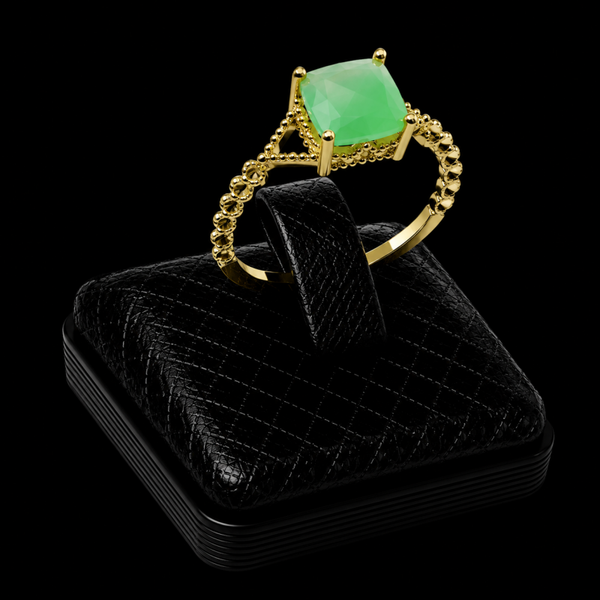 Bague Argent 925 Jade Vert Carrée