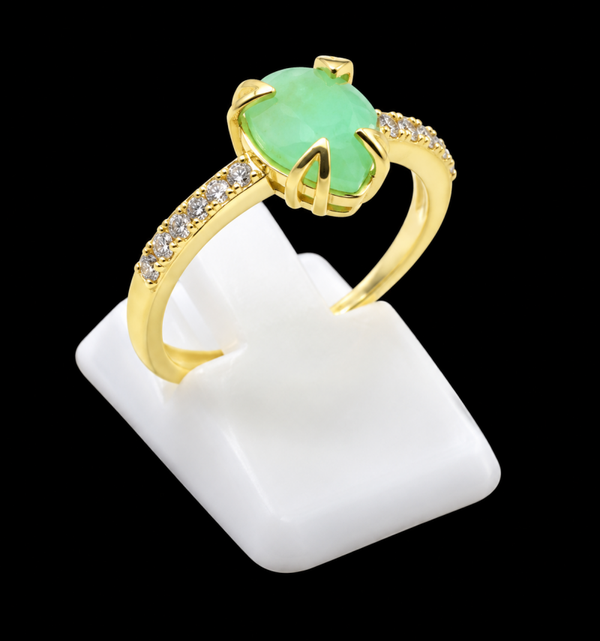 Bague Argent 925 Jade Vert Goutte