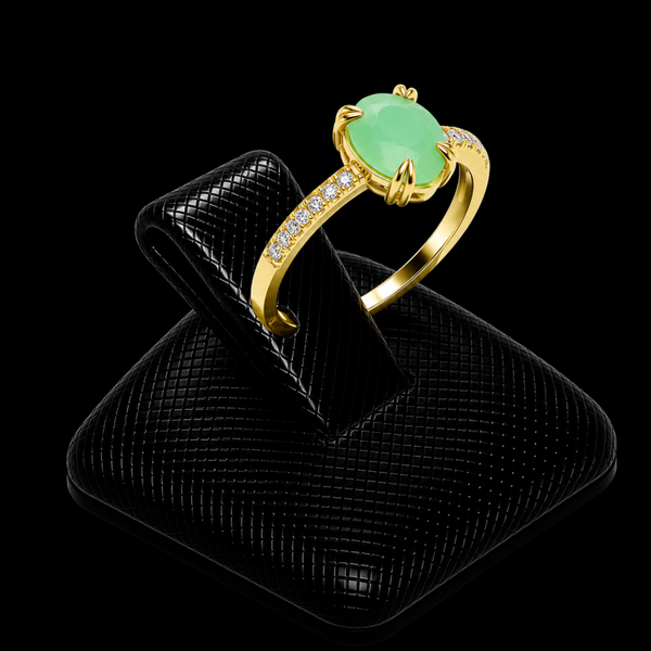 Bague Argent 925 Jade Vert Goutte
