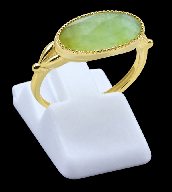 Bague Argent 925 Jade Vert Ovale