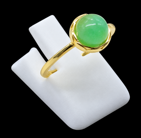 Bague Argent 925 Jade Vert Ronde