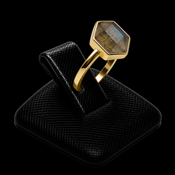 Bague Argent 925 Labradorite Hexagonale
