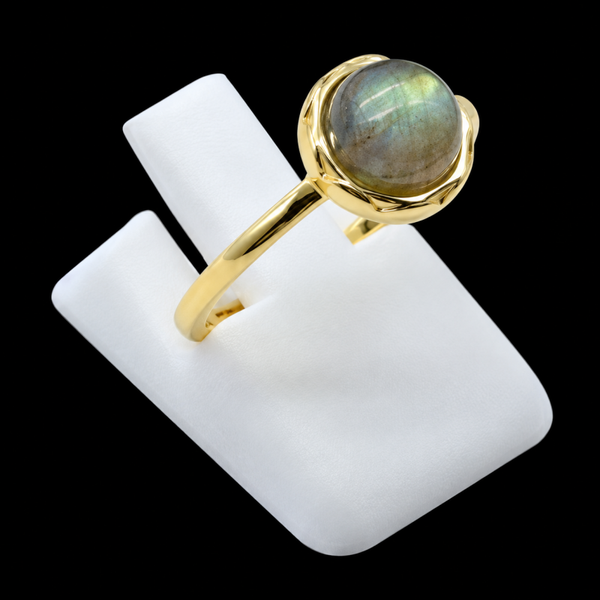 Bague Argent 925 Labradorite Ronde