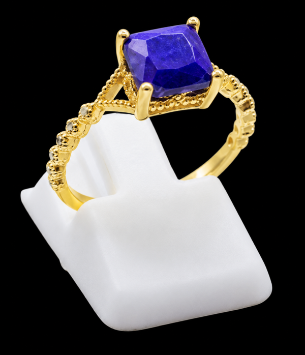 Bague Argent 925 Lapis Lazuli Carrée
