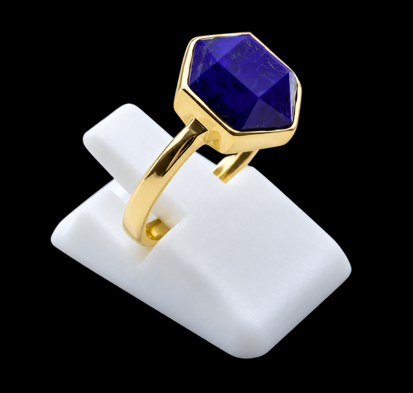 Bague Argent 925 Lapis Lazuli Hexagonale