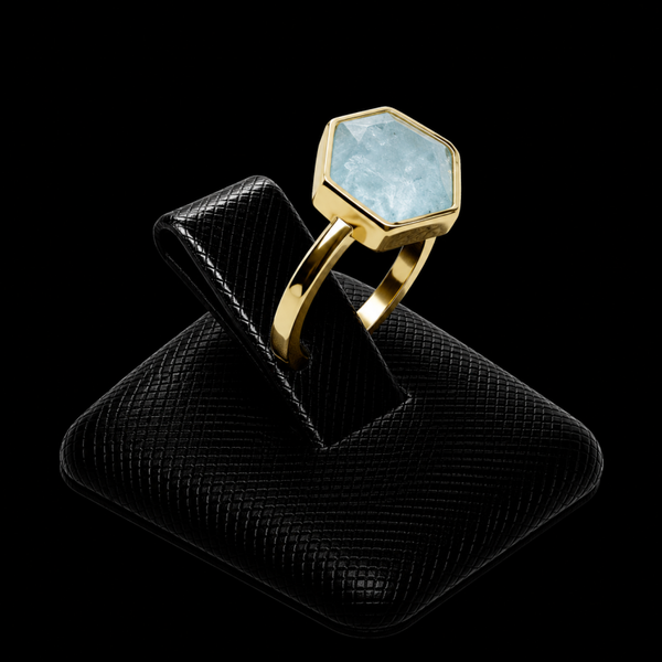 Bague Argent 925 Larimar Hexagonale