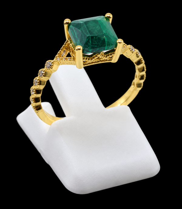Bague Argent 925 Malachite Carrée