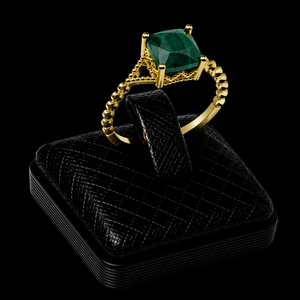 Bague Argent 925 Malachite Carrée