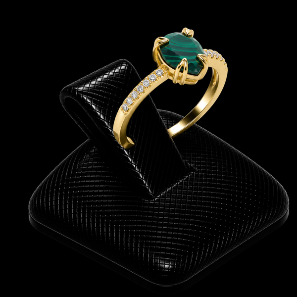 Bague Argent 925 Malachite Goutte