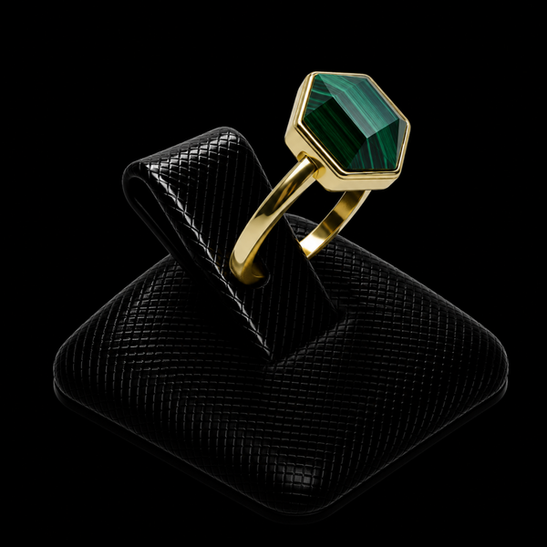 Bague Argent 925 Malachite Hexagonale