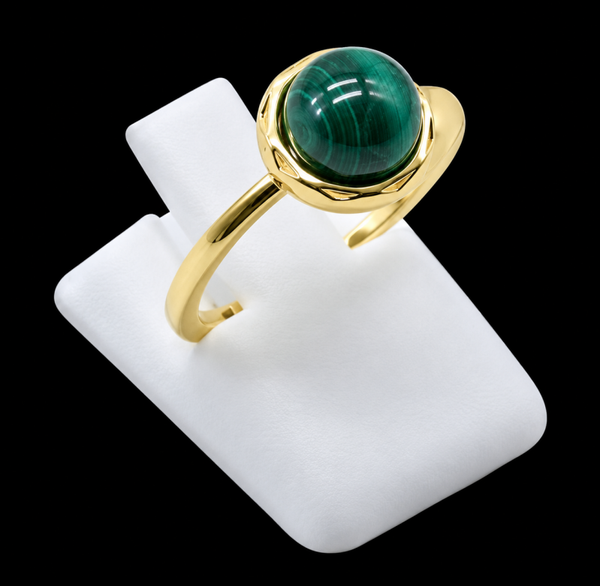 Bague Argent 925 Malachite Ronde