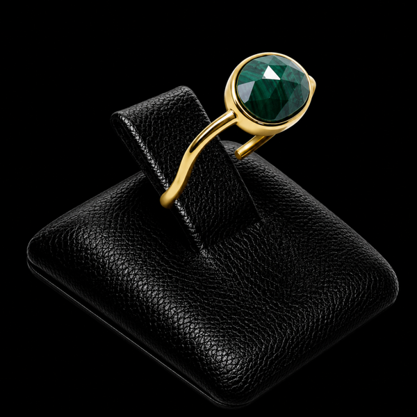 Bague Argent 925 Malachite Ronde