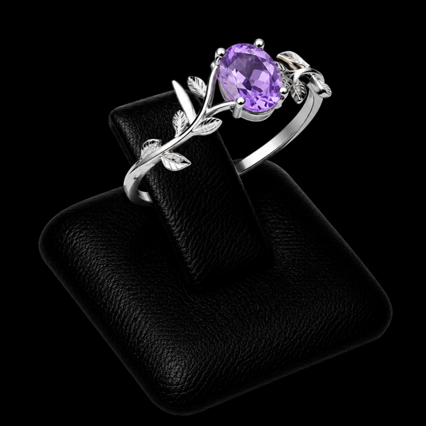 Bague Argent 925 'Murmure de Laurier' - Améthyste