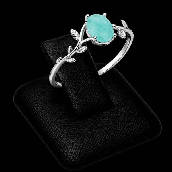 Bague Argent 925 'Murmure de Laurier' - Amazonite