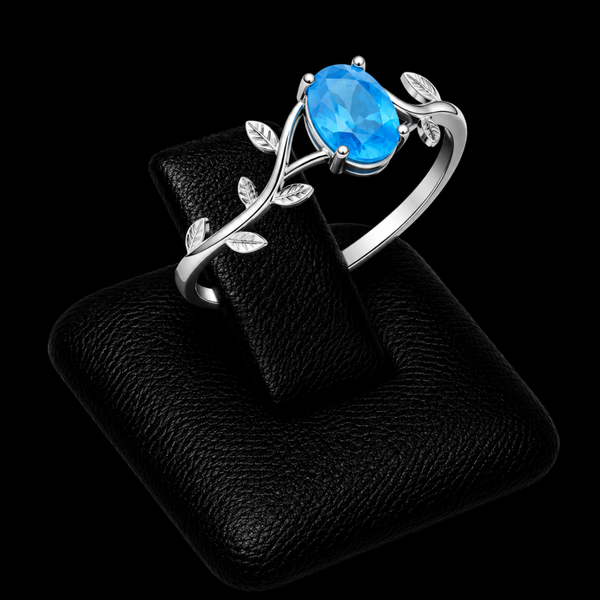 Bague Argent 925 'Murmure de Laurier' - Apatite