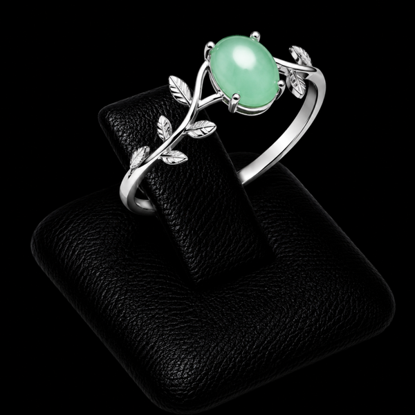 Bague Argent 925 'Murmure de Laurier' - Jade Vert