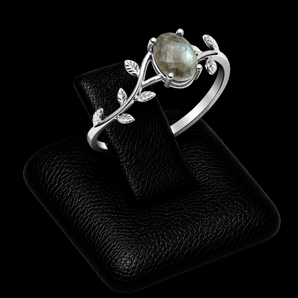 Bague Argent 925 'Murmure de Laurier' - Labradorite