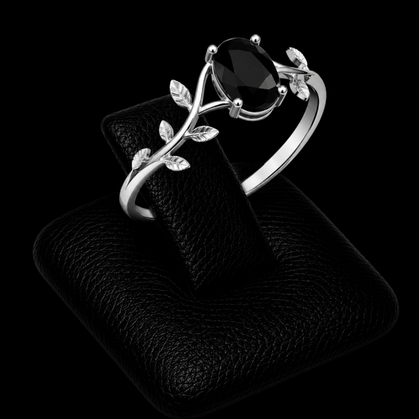 Bague Argent 925 'Murmure de Laurier' - Onyx