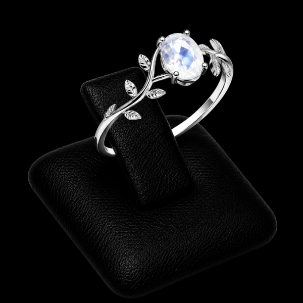 Bague Argent 925 'Murmure de Laurier' - Pierre de Lune
