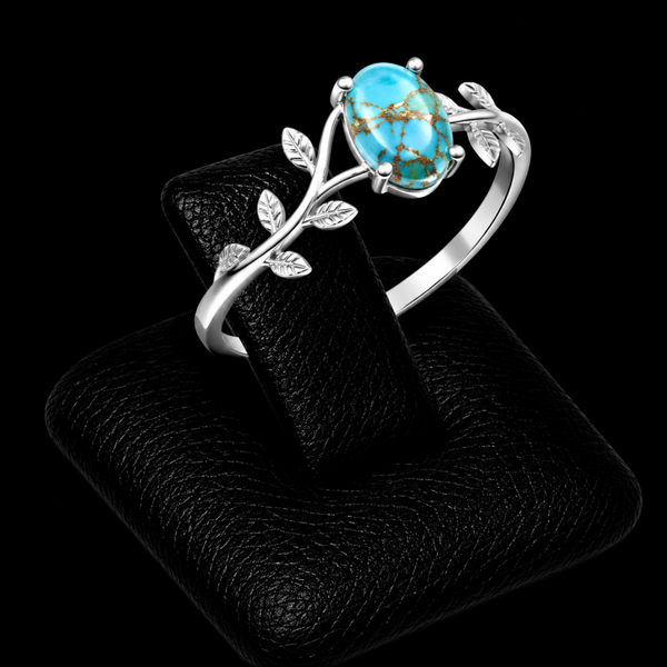 Bague Argent 925 'Murmure de Laurier' - Turquoise