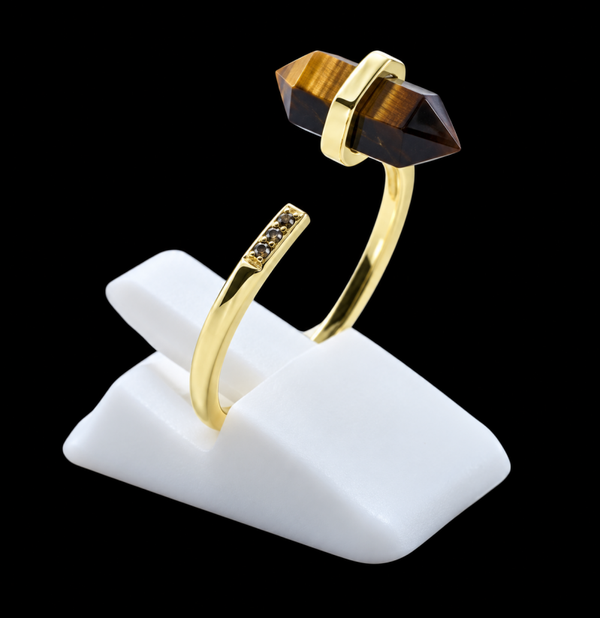 Bague Argent 925 Oeil de Tigre Pointe