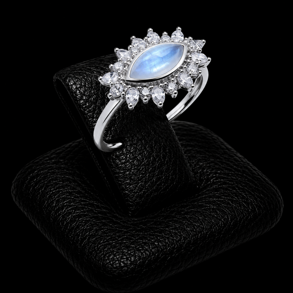 Bague Argent 925 'Oeil Solaire' - Aigue Marine