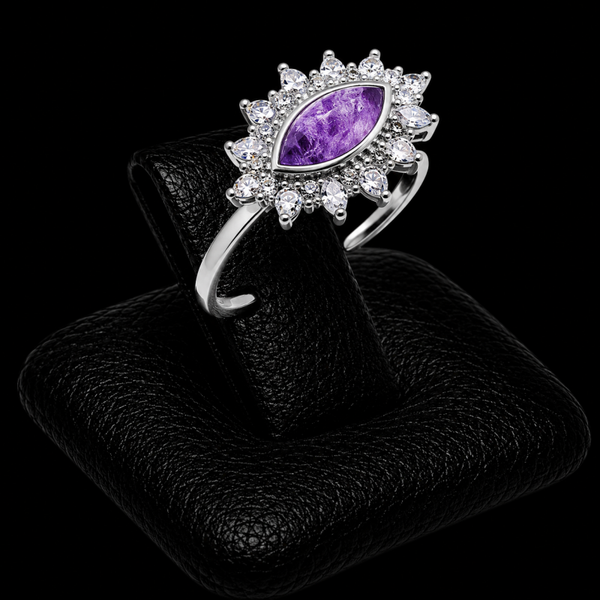 Bague Argent 925 'Oeil Solaire' - Améthyste