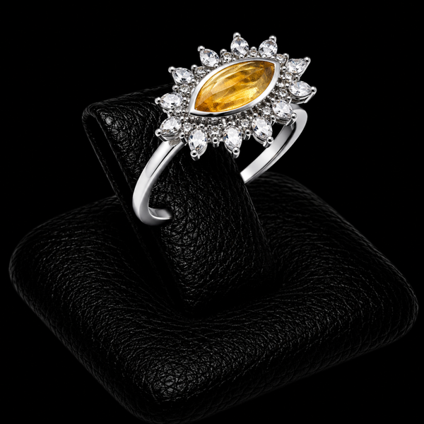 Bague Argent 925 'Oeil Solaire' - Citrine