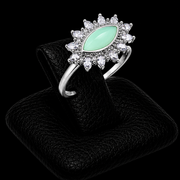 Bague Argent 925 'Oeil Solaire' - Jade Vert