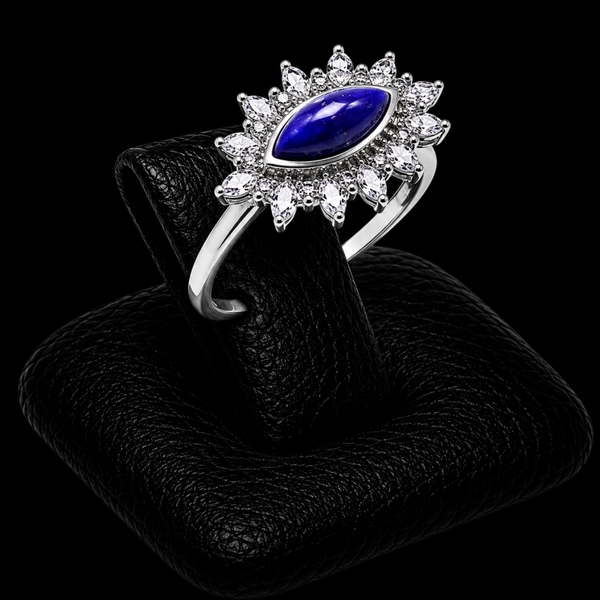 Bague Argent 925 'Oeil Solaire' - Lapis Lazuli
