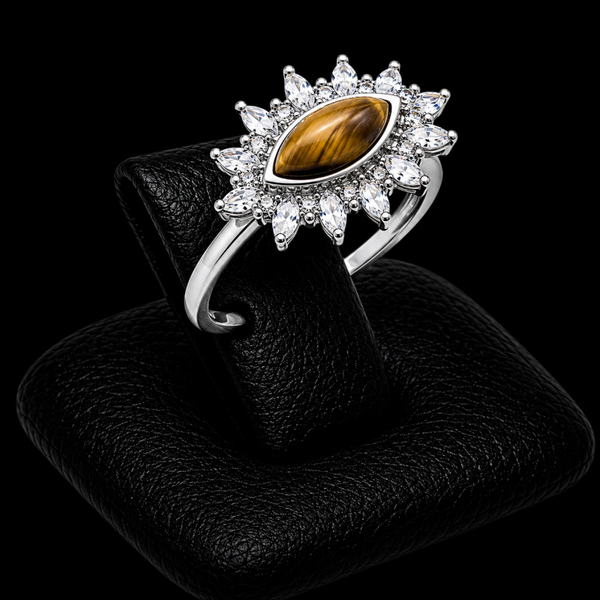 Bague Argent 925 'Oeil Solaire' - Oeil de Tigre