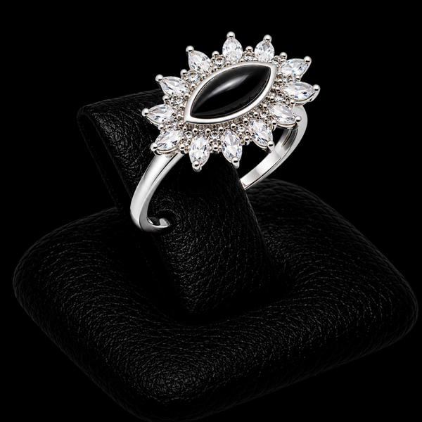 Bague Argent 925 'Oeil Solaire' - Onyx