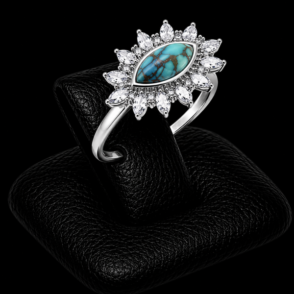 Bague Argent 925 'Oeil Solaire' - Turquois