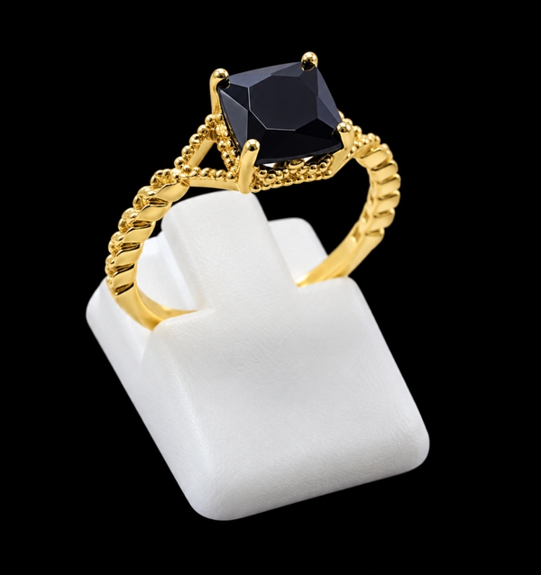 Bague Argent 925 Onyx Carrée
