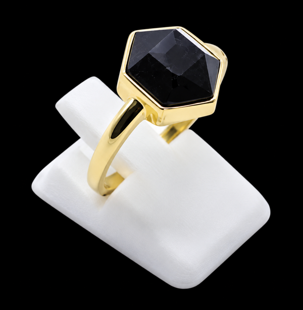 Bague Argent 925 Onyx Hexagonale